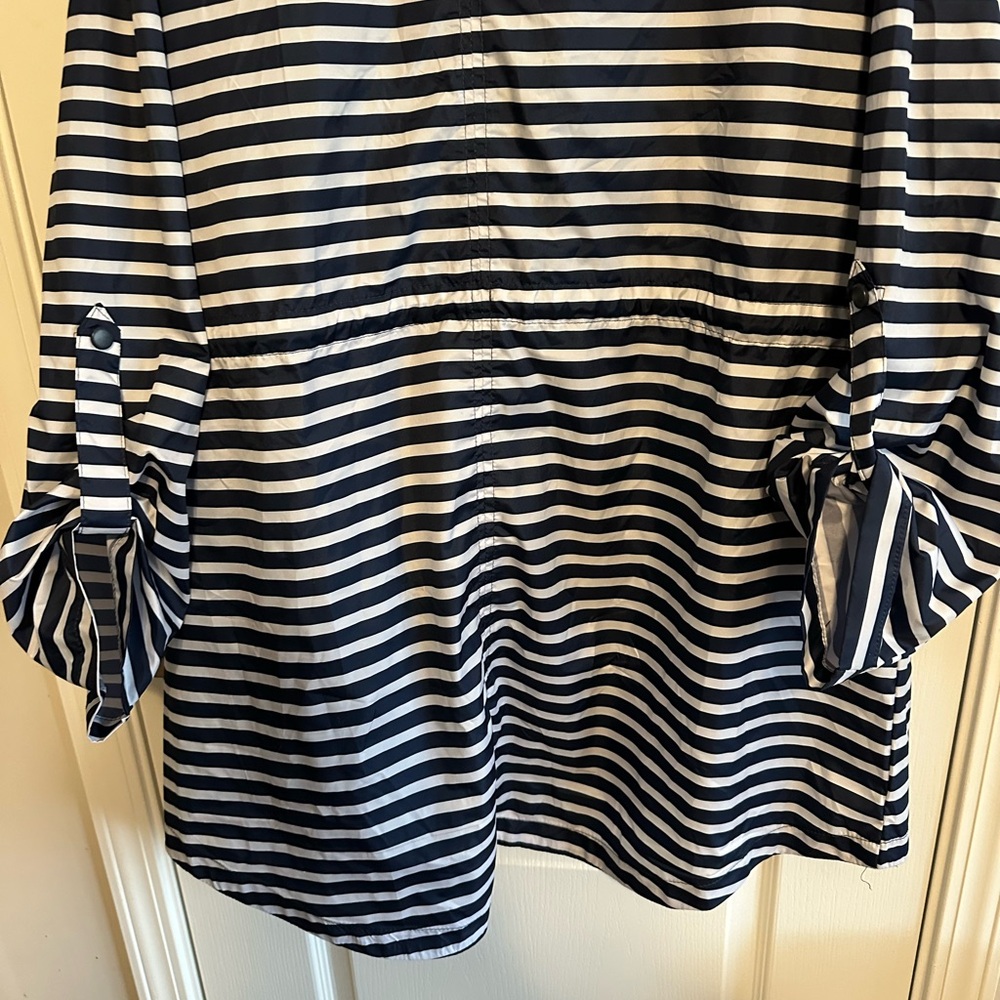 Big Chill Woman’s Navy and White Striped Raincoat - Picture 14 of 16
